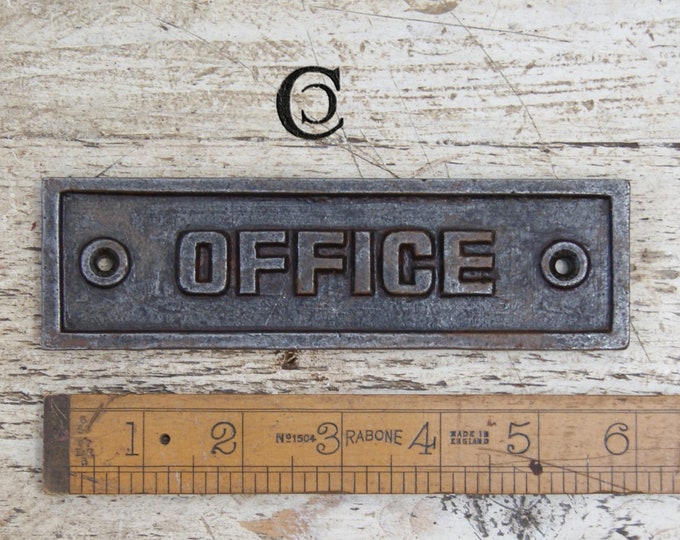 OFFICE \ Cast Iron Room Door Plaque \ Wall Sign vintage retro  Industrial \ STUDY \ Working From Home \ Home Decor
