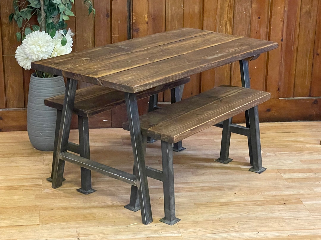 Rustic Dining Table and Benches Reclaimed Dining Set Farmhouse Kitchen ...