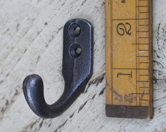 Petite Cast Iron Single Coat / Robe Hook in a Retro Antique Finish, Industrial, Shabby 50mm