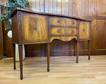 Vintage Mahogany Sideboard by Jaycee \ Curved Serpentine Large Console Table \ Drinks Cabinet