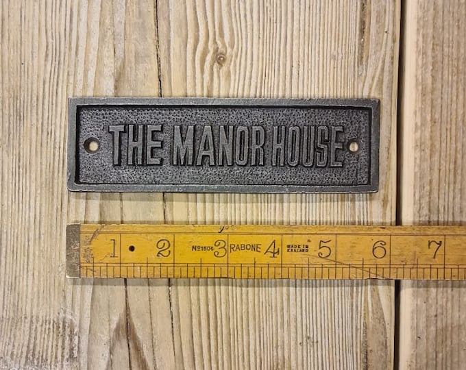 THE MANOR HOUSE \ Cast Iron Room Door Plaque \ Wall Sign \ vintage \ retro \ Industrial  \ Home Decor