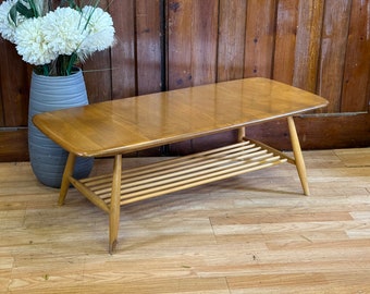 Vintage Blonde Ercol Coffee Table \ Mid Century Elm Supper Table \ Model 459