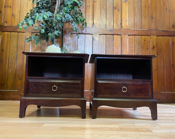 Vintage Pair Stag Minstrel Bedside Tables \ Retro Bedside Drawers \ End Tables