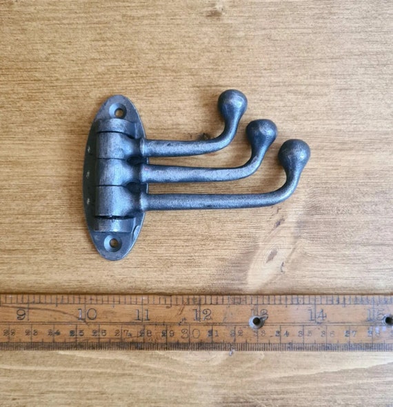 TRIPLE SWIVEL HOOK Cast Iron Coat Hook Antique Style Rustic