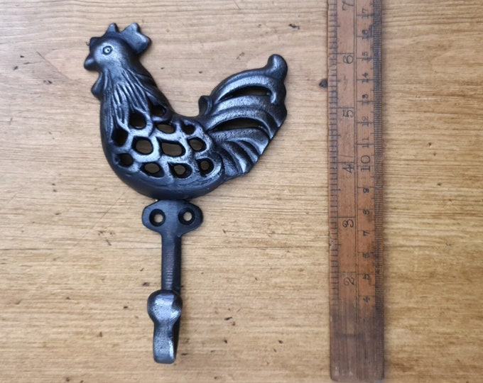 COCKEREL \ Cast Iron Coat Hook \ Antique Style Rustic Industrial Hooks \ Pack of 1 or 5