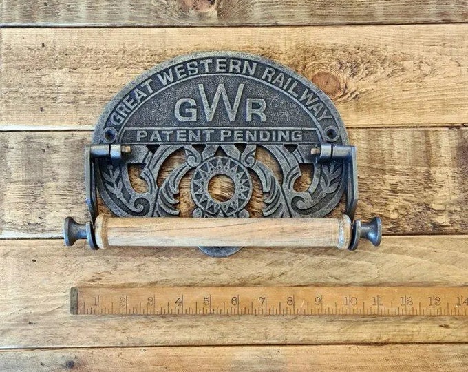 GWR \ Antique Style Kitchen Roll Holder \ Rustic Industrial Homeware and Decor