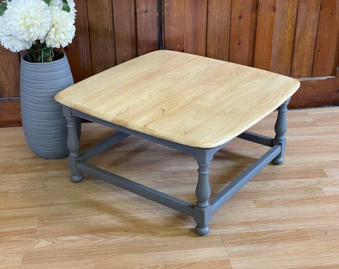 Vintage Ercol Coffee Table Painted Grey \ Vintage Side Table