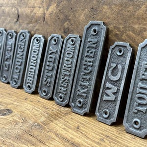 Plaquette gietijzeren kamer: metalen bord rustieke industriële stijl
