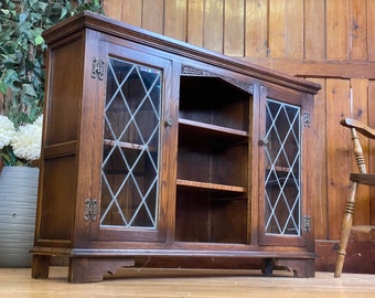 Vintage Glazed Old Charm Bookcase by Wood Bros \ Oak Hall Sheves \ Sideboard