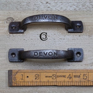 DEVON \ 120mm Cast Iron Pull Handle \ Rustic Industrial Drawer Knob \ Pack of 1 or 10