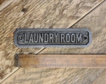 LAUNDRY ROOM \ Cast Iron Room Door Plaque \ Wall Sign \ vintage \ retro \ Industrial \ KITCHEN \ Home Decor