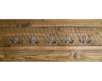 1-5 DOUBLE ROBE \ Set of 5 Cast Iron Double Coat Hooks \ Antique Style Rustic Industrial Hooks \