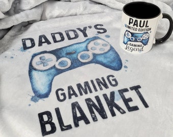 Personalised Gaming Blanket, Christmas Gamer Gift, Stocking Filler for Boys Girls, Movie Night Throw, Playstation Xbox Switch Present