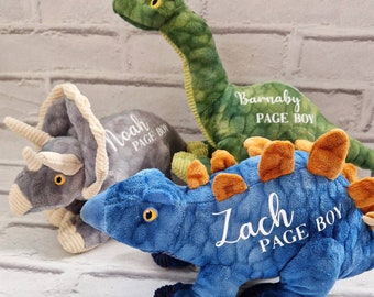 Page Boy Gift, Ring Bearer, Personalised Gift, Wedding Proposal, Page Boy Present, Personalised Soft Toy, Wedding Day Gift, Dinosaur Plush