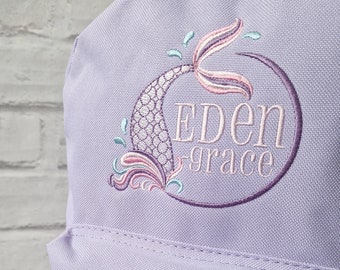 Mermaid Backpack, Personalised Embroidered Bag for Girls, Back to School, Nursery Bag, Under the Sea