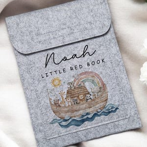 Red Book Folder, Personalised Health Record Cover, New Baby Gift, Baby Book Holder, Baby Shower Gift Idea, Noah's Ark Animals