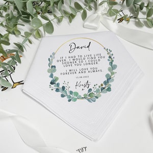 HUSBAND Handkerchief, Personalised, Hankie, Tissue, Wedding Day, Groom Box Gift, Bridal Party, Bridesmaid, Mother of Bride, Greenery