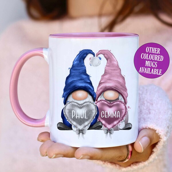 Personalised Gonk Mug, Gift for Her and Him, Stocking Filler, Pink and Blue Gonk, Gift for Couples, Anniversary, Engagement, Christmas Gift