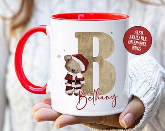 Personalised Santa Bear Mug | Christmas Stocking Filler | Hot Chocolate Mug | Gift Ideas for Christmas Eve Box