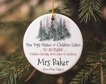 Christmas Teacher Gift, Personalised Ceramic Ornament, Humorous Funny Gift Idea, End of Year Gift Idea