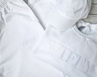 WIFEY Embroidered Tracksuit, Bride Sweatshirt, Honeymoon Hen Party