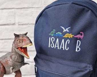 Dinosaur Personalised Kids Backpack, Embroidered with Name, Nursery Bag, Back to School Backpack