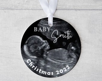 Baby Scan Christmas Ceramic Ornament, Pregnancy Announcement Bauble, 1st Christmas, Stocking Filler, Christmas Decoration, Personalised Gift