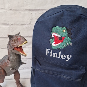 Sac à dos personnalisé dinosaure T-REX pour enfants, nom brodé, sac pour chambre d'enfant, sac à dos pour la rentrée des classes