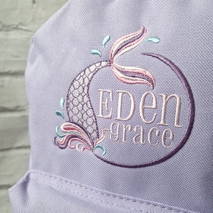 Personalised Mermaid Backpack, Custom Toddler Backpack Girl, Kids School Bag, Preschool Backpack, Nursery Bag, Mermaid Gift for Girl image 4