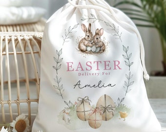 Personalised Easter Bag, Large Easter Basket Sack, Easter Gift, Easter Decoration, Personalised Easter Gift for Boys Girls