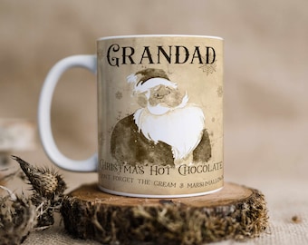 Personalised Hot Chocolate Mug, Christmas Vintage Santa, Stocking Filler, Christmas Eve Box, Hot Chocolate Station