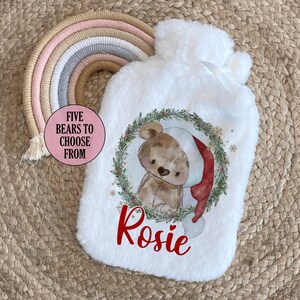 Personalised Hot Water Bottle, Christmas Gift Idea for Her and Him, Fluffy Stocking Filler, Cosy Gift, Christmas Eve Box