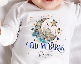 Personalised Eid Mubarak Ramadan Vest, Bib, Sleepsuit, New Baby Gift, 1st Eid Gift, First Eid Present