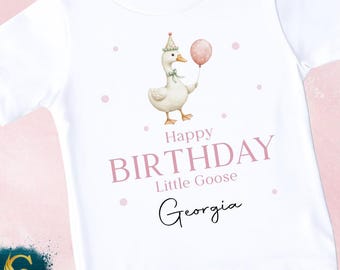 Little Goose Birthday Tshirt, Personalised Sweatshirt, Add Name, Silly Birthday Sweater Gift Goose Balloon Theme 1st Birthday