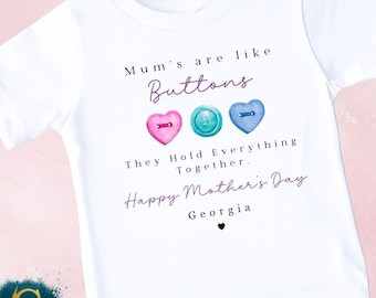 Personalised Mother's Day Gift, Children's T-Shirt Baby Vest Babygrow Romper, First 1st Mothers Day, Mummy Gift Idea, Best Mum in the World