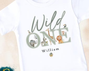 Personalised First Birthday Outfit, 1st Birthday T-Shirt, First Birthday Top Girls Boys, Safari Birthday, Toddler, Jungle Birthday, Wild One