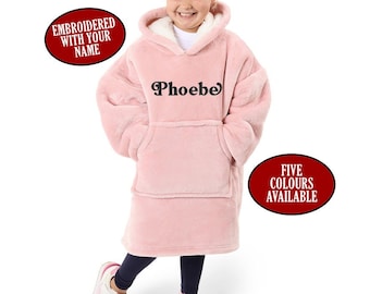 Personalised Oversized Hoodie Blanket, Embroidered with Your Name, Custom, Sherpa Lined Winter Hoodie