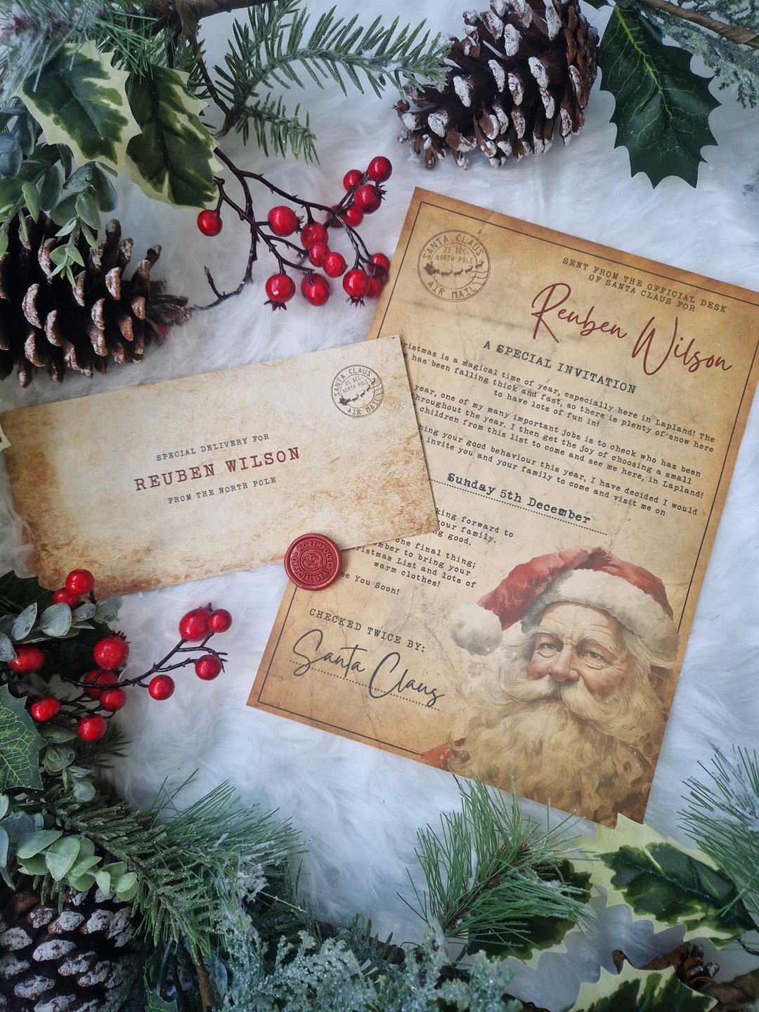 LAPLAND INVITE - Personalised Invitation to Lapland UK - Vintage Official Letter From Santa ...