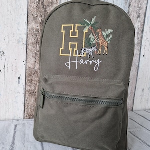 Sac à dos animaux de safari, sac brodé personnalisé, rentrée des classes, sac safari pour chambre d'enfant