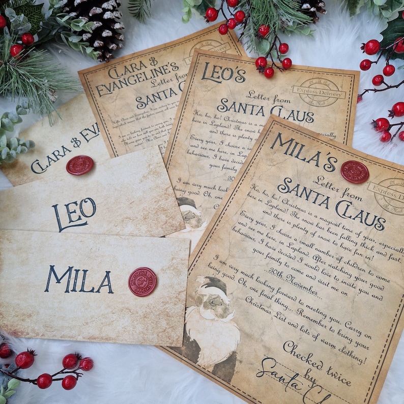 LAPLAND INVITE Personalised Invitation to Lapland UK Vintage Official Letter from Santa Claus Father Christmas North Pole Wax Stamp image 6