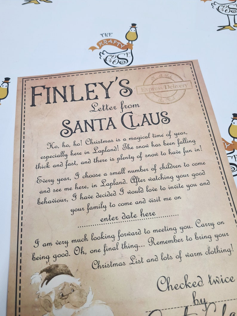 LAPLAND INVITE Personalised Invitation to Lapland UK Etsy