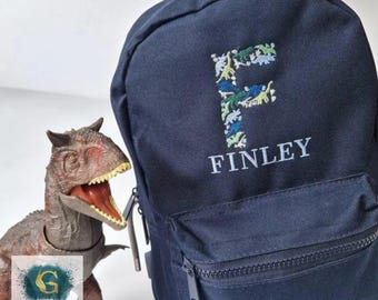 Dinosaur Initial Personalised Kids Backpack, Embroidered with Name, Nursery Bag, Back to School Backpack