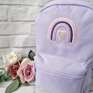 Sac à dos arc-en-ciel, sac enfant personnalisé brodé, filles et garçons, sac de chambre d'enfant, sac de rentrée, bohème