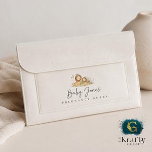 Personalised Lion Pregnancy Notes Folder, Maternity Notes Document Folder Holder, New Mum Gift, Pregnancy Announcement, Baby Hospital Bag