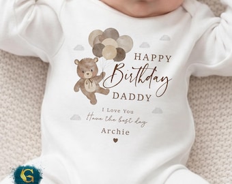 Happy Birthday Daddy, Personalised Cute Birthday Idea, New Dad Gift, Dad Birthday, Daddy Birthday, Sleepsuit Babygrow Vest Tshirt T-Shirt