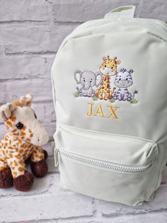 Safari Animals Backpack Personalised Embroidered Bag Back to School Nursery Safari Bag Etsy UK
