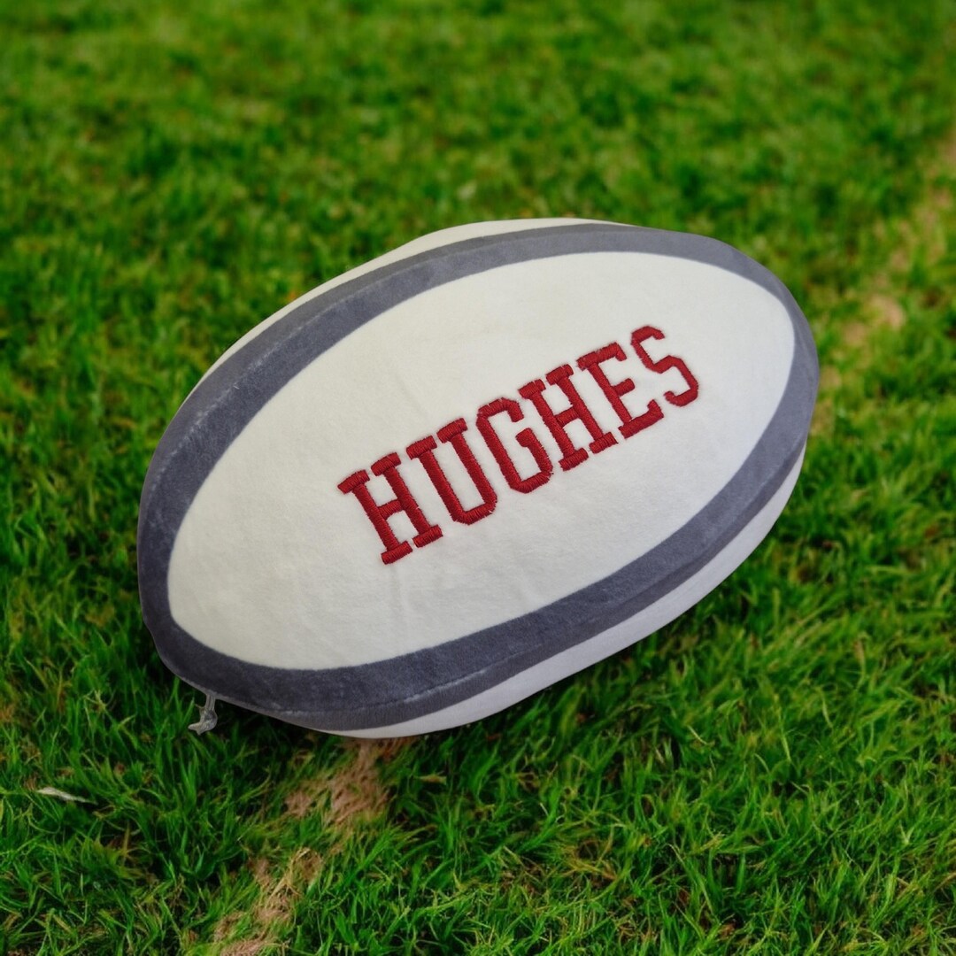 Personalised Plush Rugby Ball Football, Embroidered Rugby Gift, Sports ...