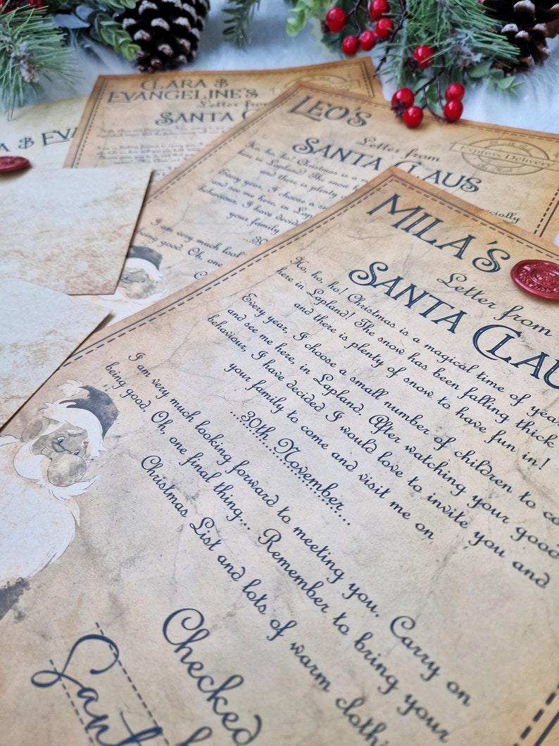 LAPLAND INVITE Personalised Invitation to Lapland UK Vintage Official Letter from Santa Claus Father Christmas North Pole Wax Stamp image 5