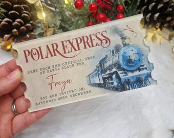 Christmas Train Express Invitation, Personalised Polar Acrylic Ticket Keepsake from Santa Claus, Trip to Christmas Express Keepsake Gift