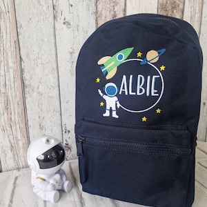 Sac à dos personnalisé pour enfants astronaute de l'espace, sac à dos brodé, sac de chambre d'enfant fusée, sac à dos de rentrée